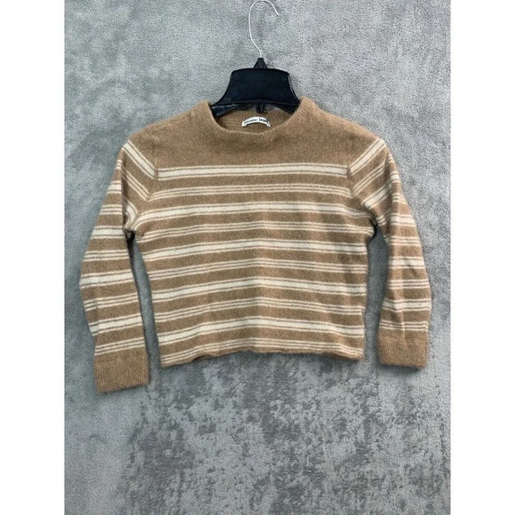 Reformation Cashmere Boyfriend Striped Brown, Size Medium - Picture 1 of 10